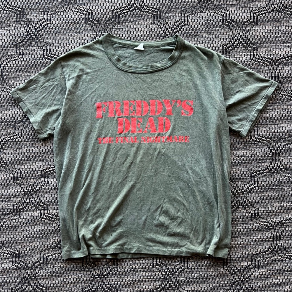 Vintage Nightmare on Elm Street T-Shirt Mens Large Green Horror Final Nightmare